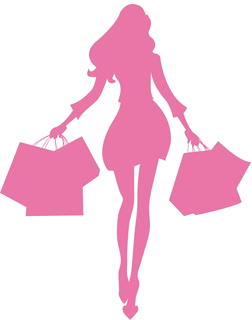 Silhouette of a woman carrying shopping bags