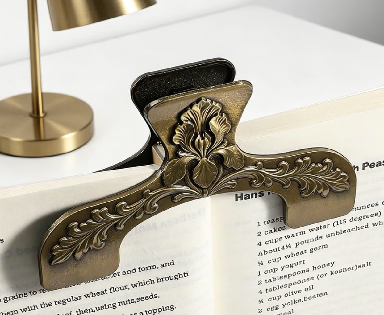Vintage Brass Floral Book Page Holder Clip