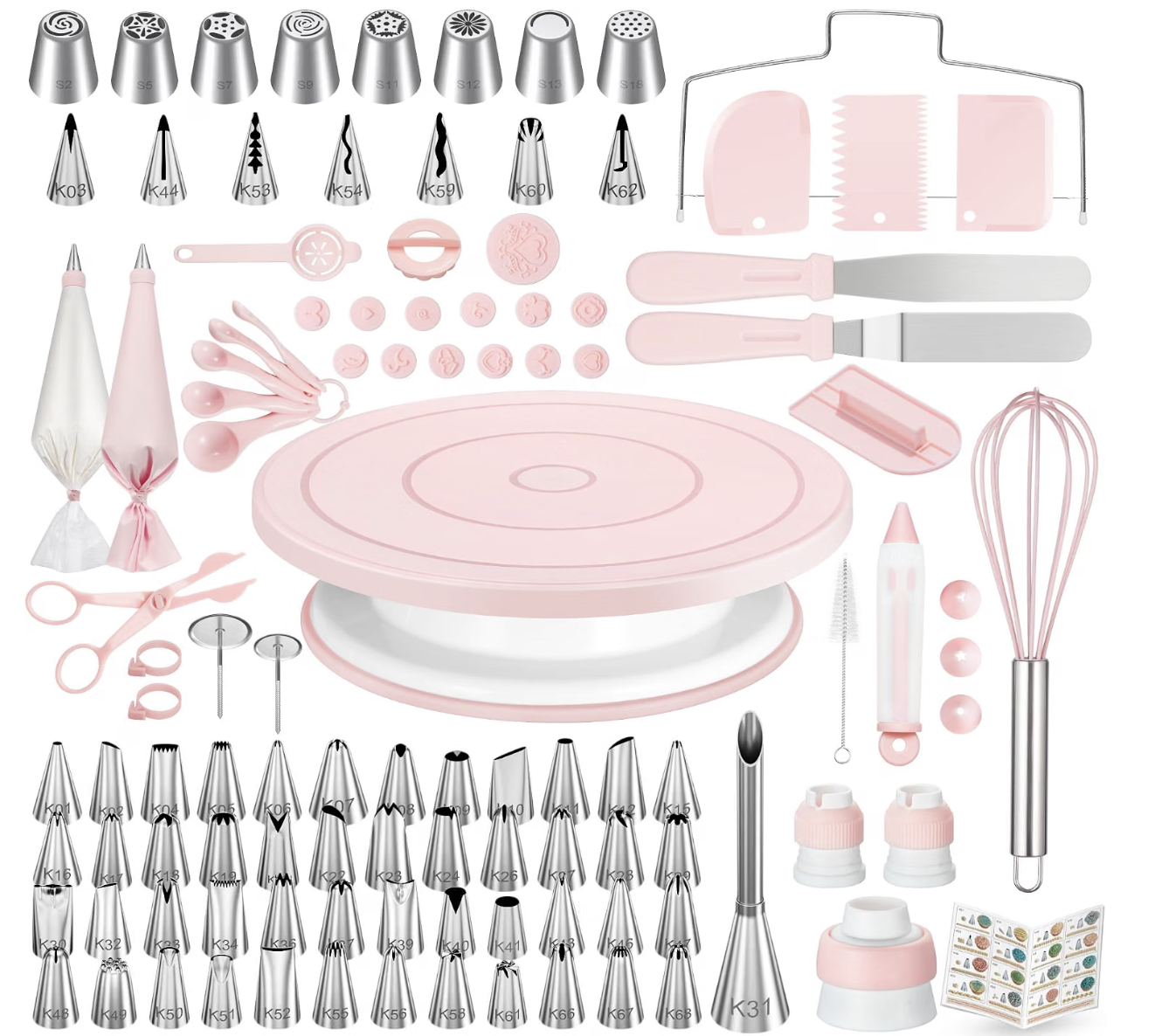 Kootek 158-Piece Cake Decorating Supplies Kit in Light Pink