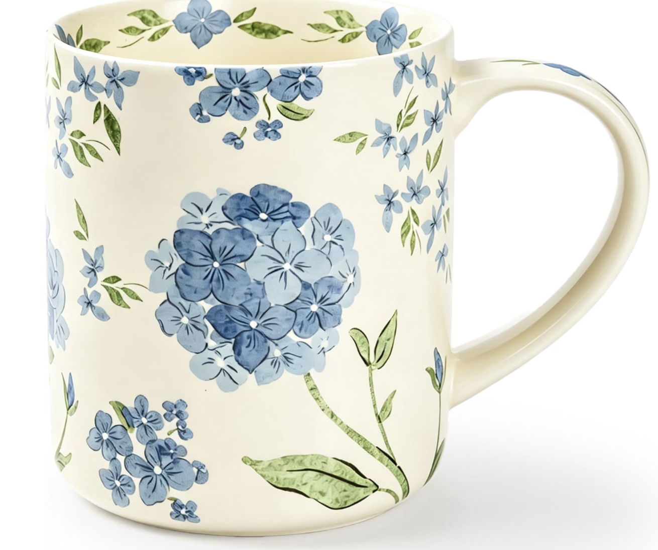 LINVIA Blue Hydrangea Ceramic Mug