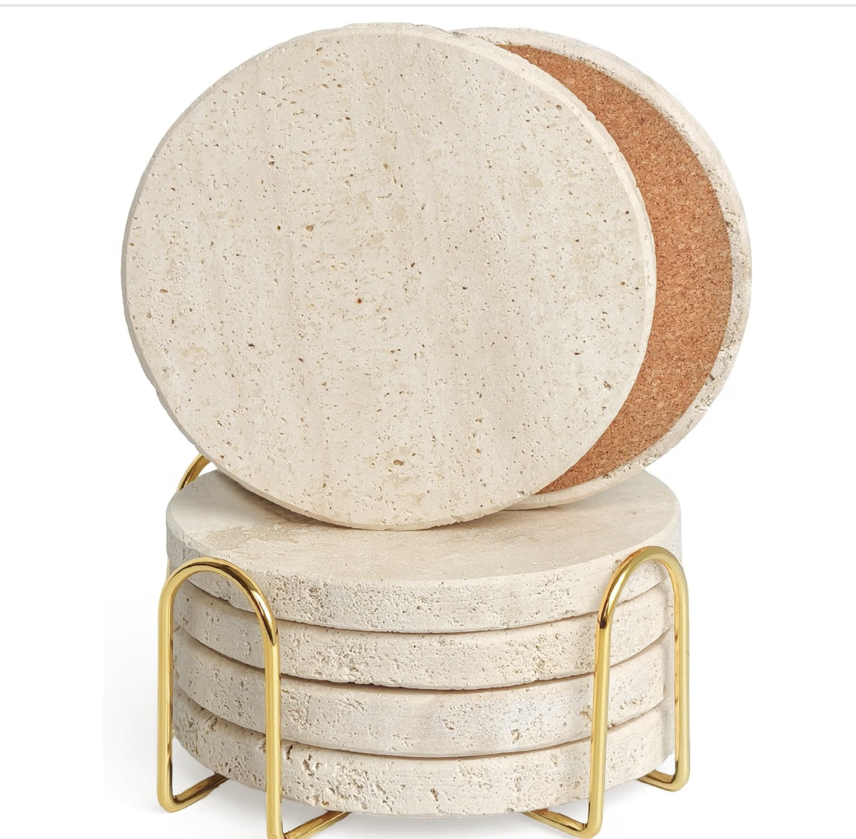 Natural Travertine Marble Coasters Set