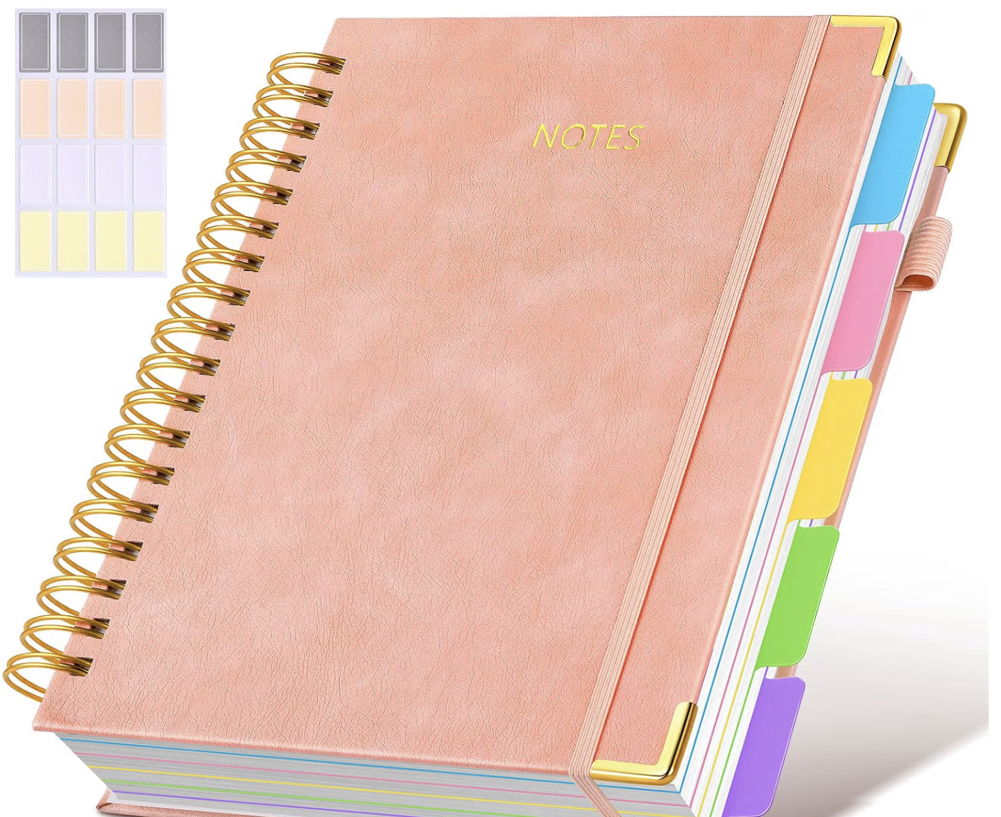 Dilitego Pink Leather 5-Subject Spiral Notebook