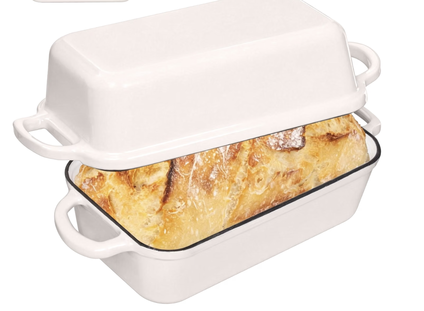 GRMImosa Enameled Cream Cast Iron Loaf Pan with Lid