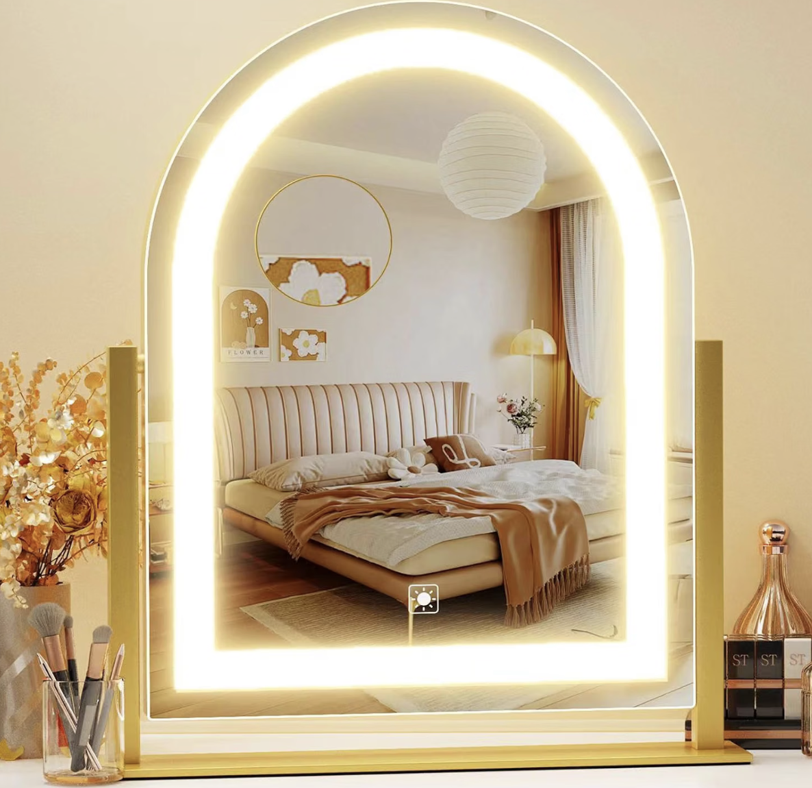 Gvnkvn Arched Lighted Tabletop Makeup Mirror