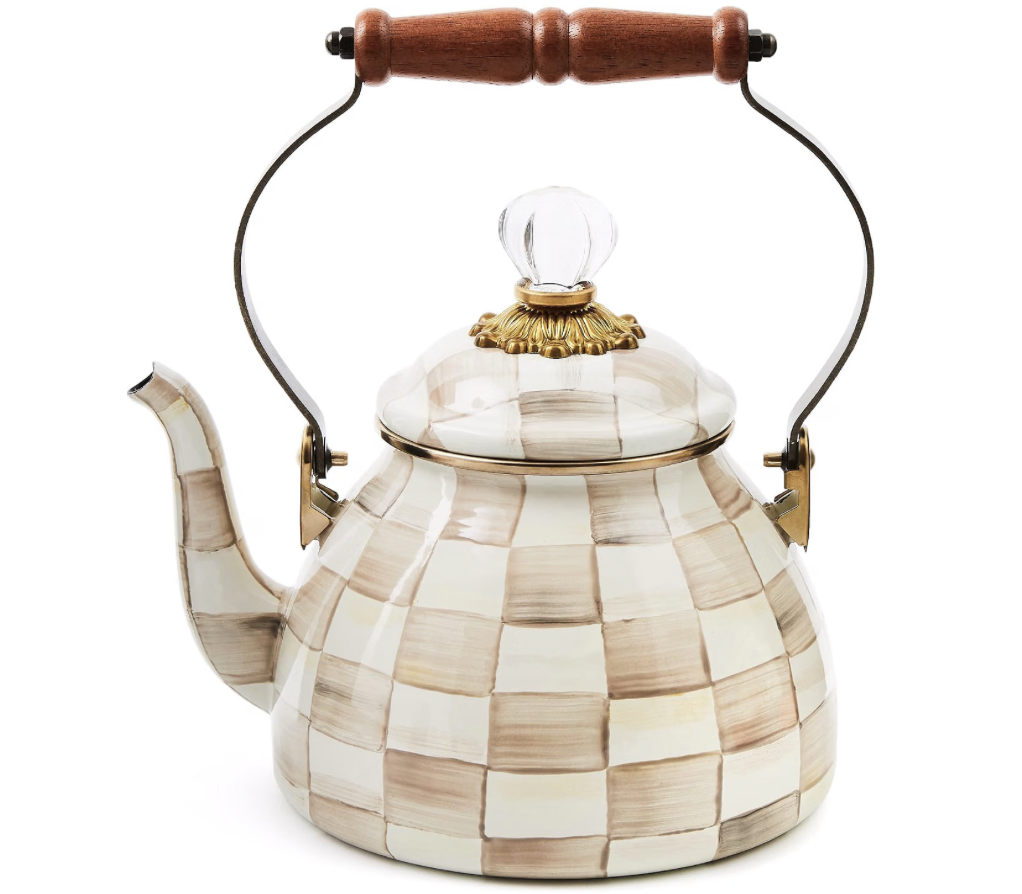 MacKenzie-Childs Mocha Check Stovetop Tea Kettle