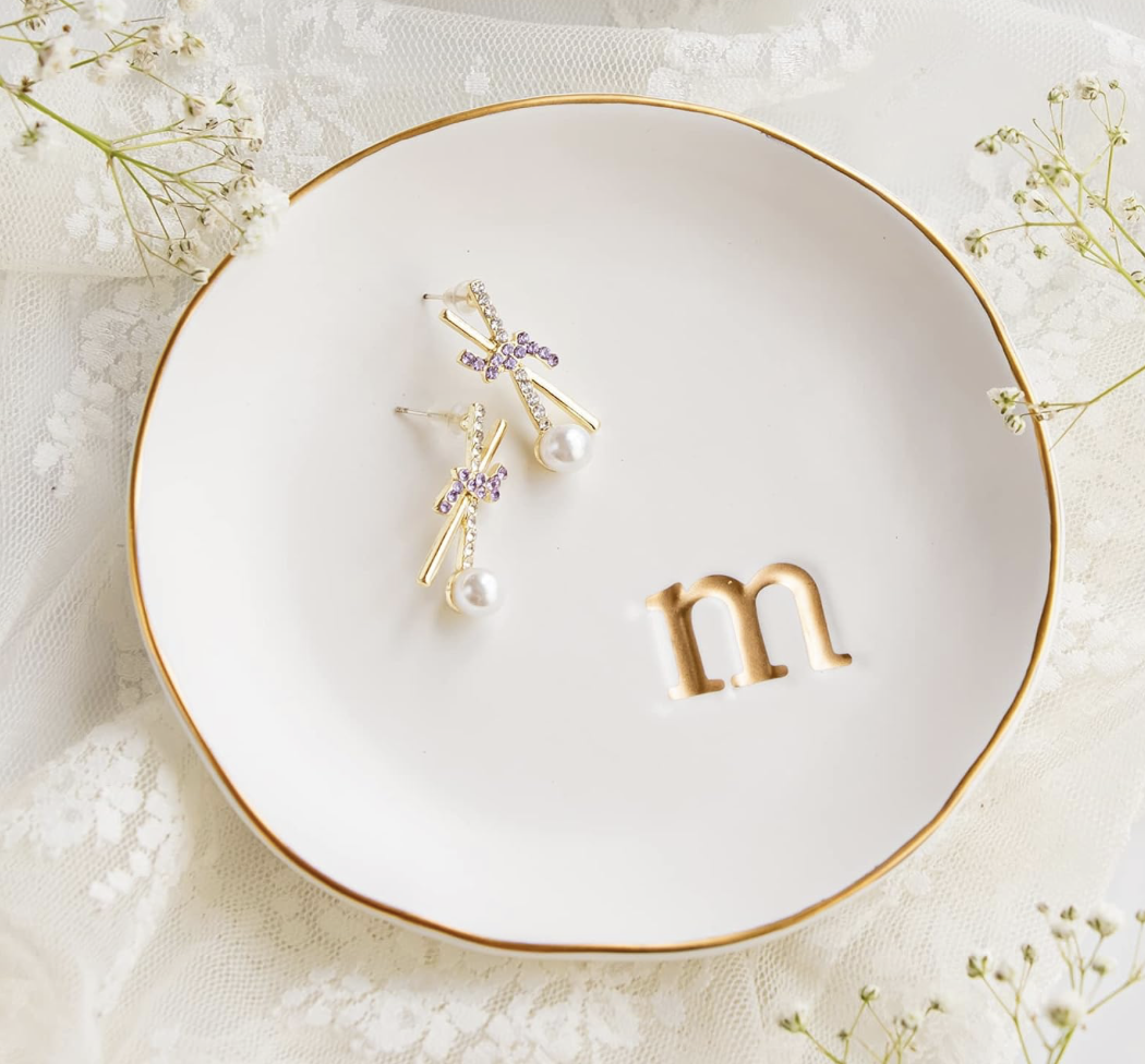 COLLECTIVE HOME Ceramic Monogram Jewelry Dish